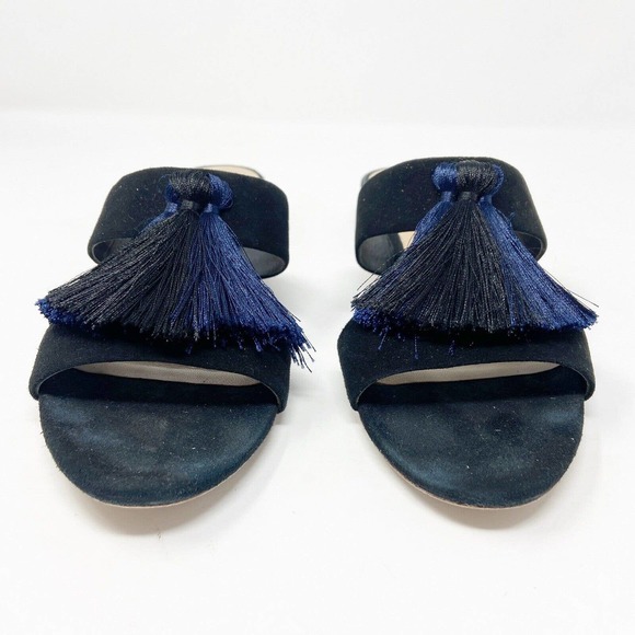 Loeffler Randall Black Sandals with Blue Tassels - Picture 4 of 8